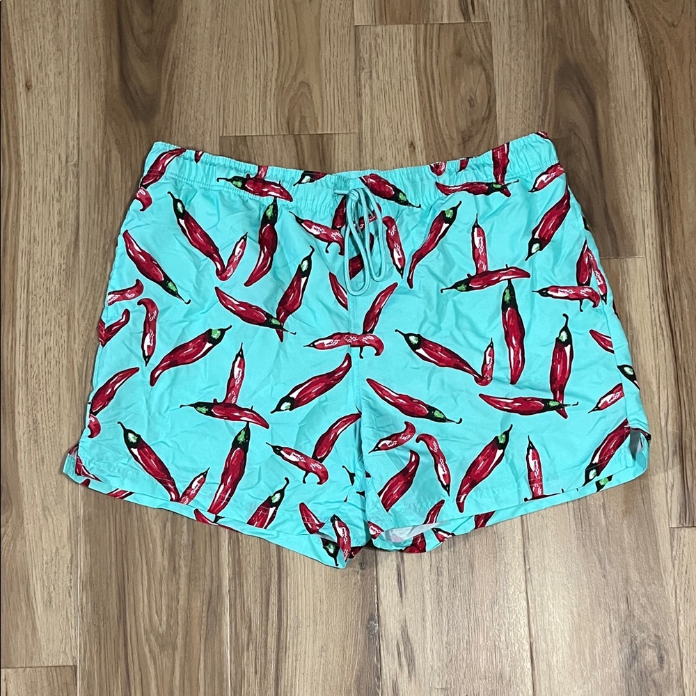 George Red and Blue Chili Pepper Swim Trunks Waist 44-46 2XL